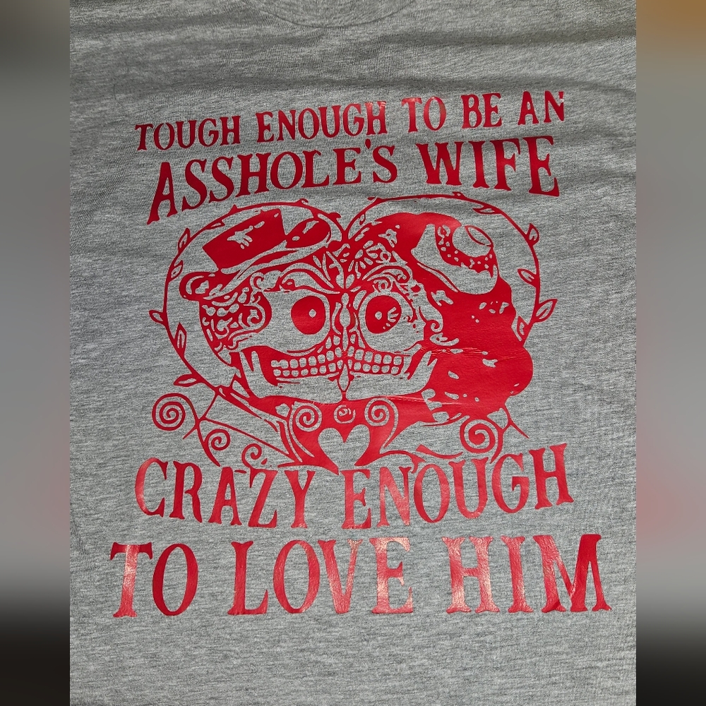 2XL unisex gray tshirt crazy wife ahole husband